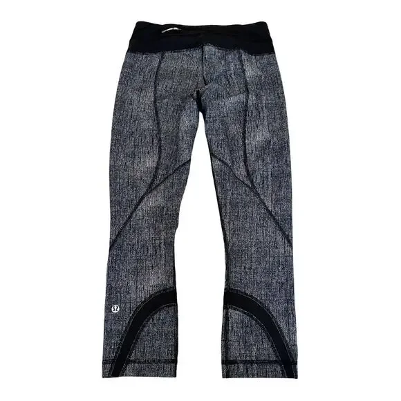 Lululemon Inspire Crop Leggings Womens Size 2 Blue & Black Burlap Texture - Picture 4 of 6